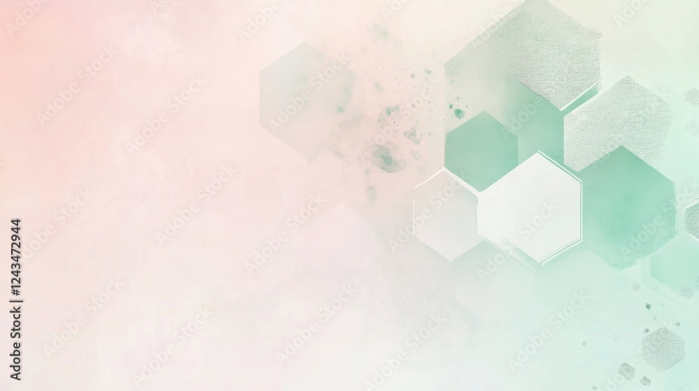 Poster Elegant minimalist background with delicate hexagonal shapes and soft pastel colors