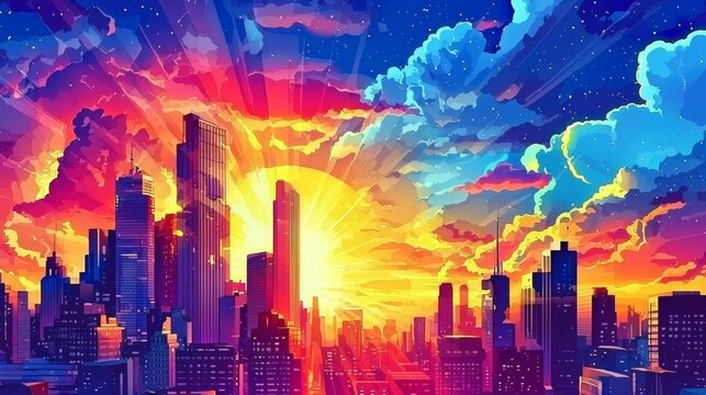 Creative comic-style background for city scenes