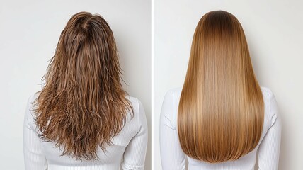 Hair product Before and after hairstyle transformation.