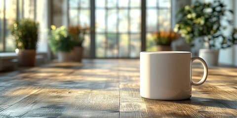 Morning Coffee Mug on Rustic Wooden Table