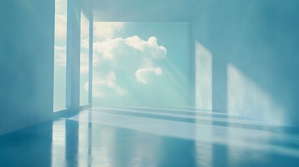 Naklejka premium Soft and serene gradient composition featuring an airy open space with a dreamy natural and tranquil aesthetic Minimalist abstract background with clean simple design and bright pastel color tones