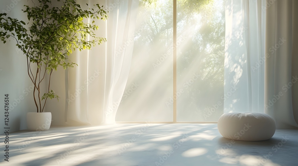Wall mural serene and tranquil open design with soft airy gradients blending into a bright natural background c