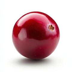 Obraz premium Shiny red cranberry isolated on white background showcasing its fresh appearance and vibrant color