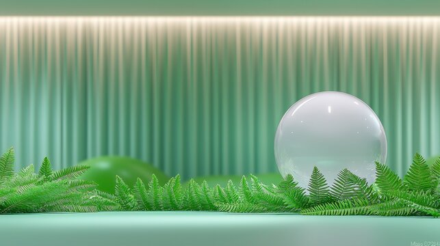 A glowing crystal globe on ferns in a bright forest setting. Represents eco-awareness, environmental sustainability, Earth Day, and the importance of protecting our planetâ€™s future.