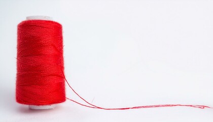 Red thread spool on a surface 