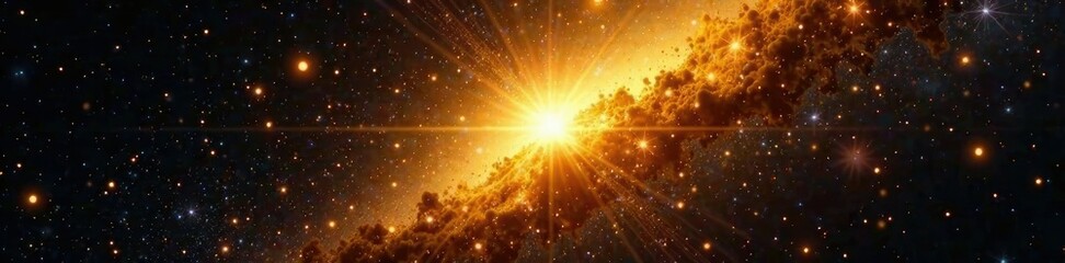 Obraz premium Yellow star explosion against a black galaxy backdrop, yellow, explosion, stars