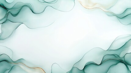 Elegant abstract background featuring soft, flowing textures in green and gold hues