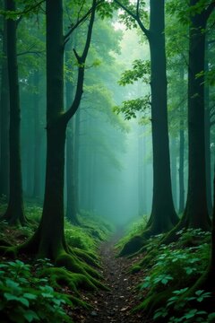Dense foliage of Polylepis quadrijuga trees in misty forest atmosphere, nature, foliage, polylepis