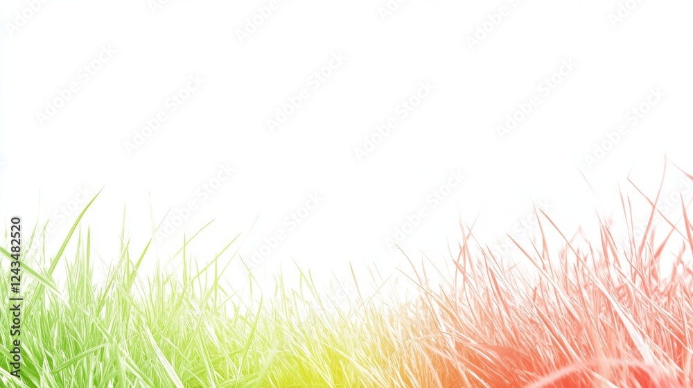 Aufkleber Gradient of grass ranging from lime green to soft red in a tranquil natural setting