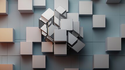 Abstract 3D Render of Interlocking Cubes