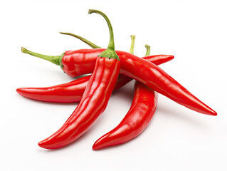 Vibrant Red Chili Peppers on White Background