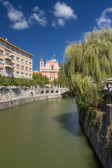 Fototapeta premium Romantic Ljubljana's city center. Ljubljana, Slovenia, Europe.