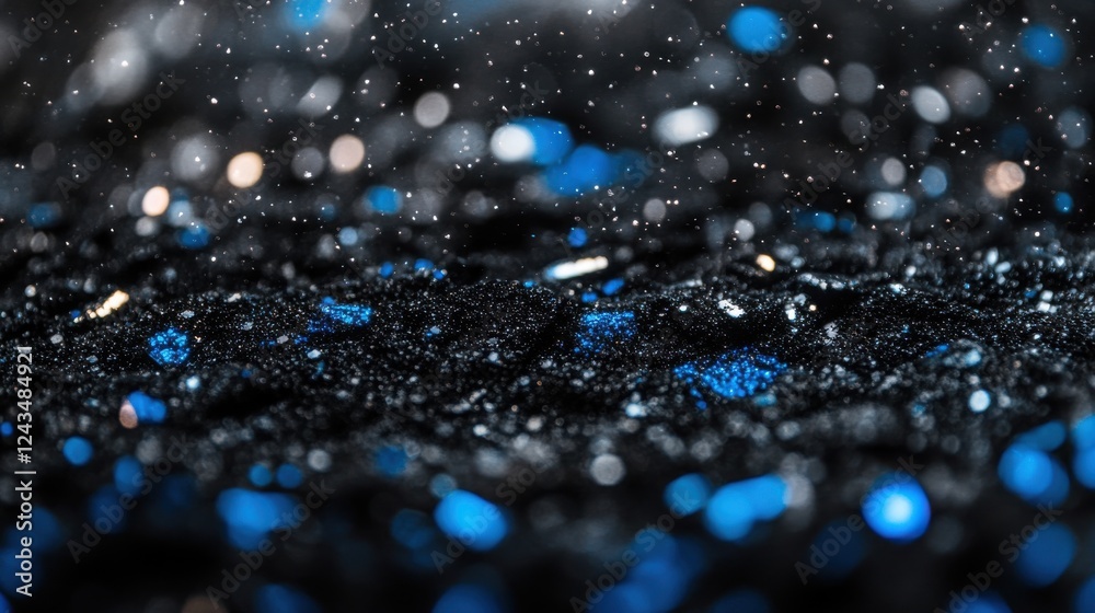 Aufkleber cosmic bokeh effect showcases glowing silver particles against a dark background