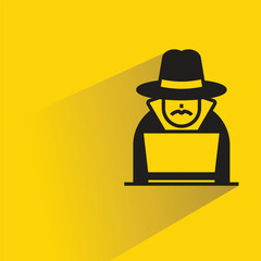 hacker icon with shadow on yellow background