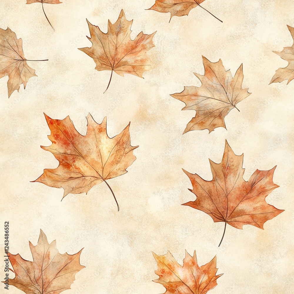 Poster calming watercolor doodles of autumn leaves on a soft background create a serene atmosphere for rela