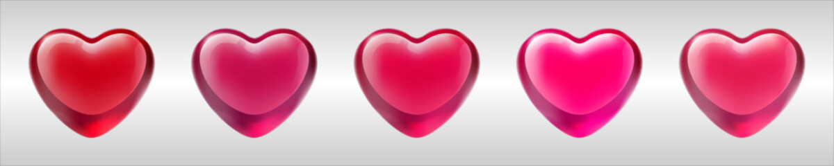 Glossy red heart on minimalist background. Mesh gradient icon. Love romantic design. Template for holiday cards, Valentine's day, happy wedding