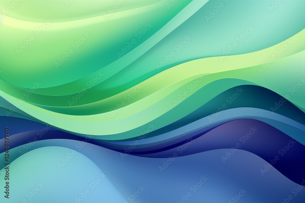 Poster flowing waves of color create a serene atmosphere in this abstract landscape. generative ai