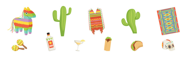 Mexican Object and Traditional Culture Element Vector Set
