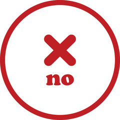 Sharp red checkmark icon on isolated transparent background black vector symbol for wrong choices. Modern flat and line design symbol cross sign. No letter negative mark, bad icon web app.