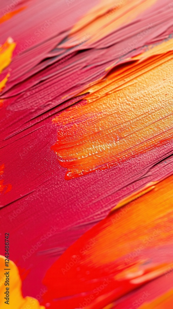 Leinwandbilder vibrant strokes of fiery red and orange create a dynamic abstract painting that captivates the viewe