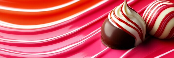 Fototapeta premium Gourmet Chocolate Indulgence A swirl of delight. Abstract background with chocolates.