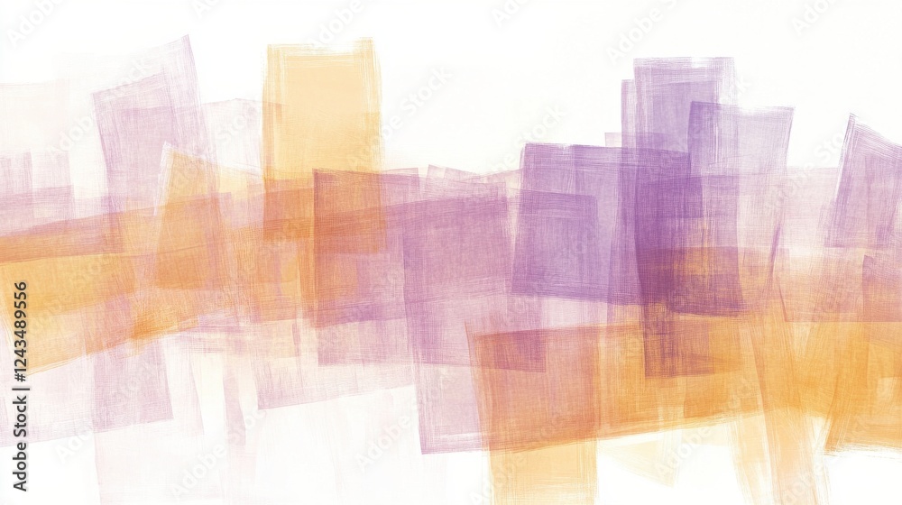 Poster Colorful soft pencil strokes create a gentle abstract background with warm hues blending harmoniously over white space