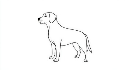 Fototapeta premium Outline of a Standing Dog in Simple Black and White Drawing Style