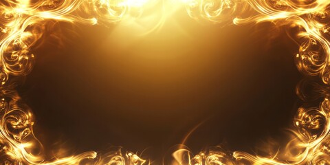 Golden Abstract Frame With Swirling Light Design