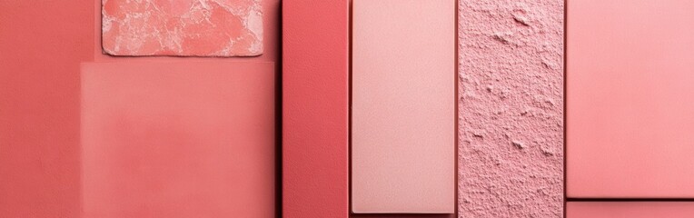 Fototapeta premium Minimalist coral hues exhibit diverse textures and tones showcasing modern design elements for interior spaces