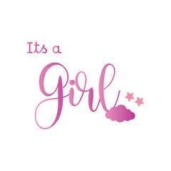 Its a girl. Gender reveal party card, banner vector element design
