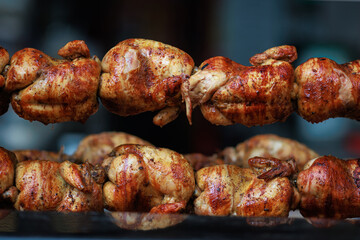 Grilled chicken traditional food in Lima, Peru