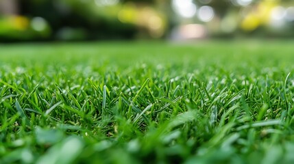 Naklejka premium Blurred green nature background in a public park with sunlight creating a soft, vintage effect. A serene and tranquil atmosphere for design concepts focused on the beauty of spring and summer.