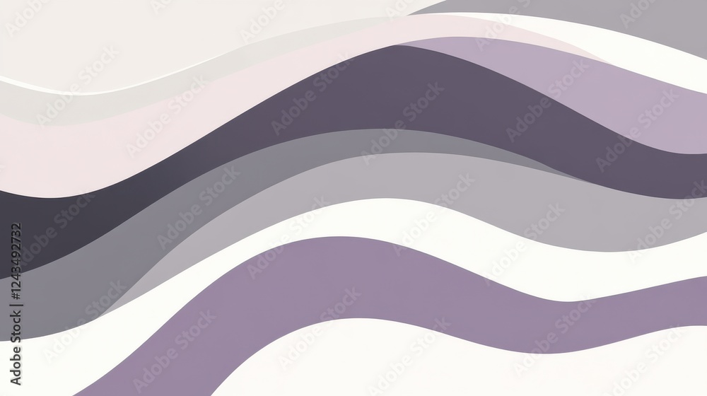 Poster Elegant lavender and gray arcs create a serene abstract pattern that enhances contemporary design aesthetics