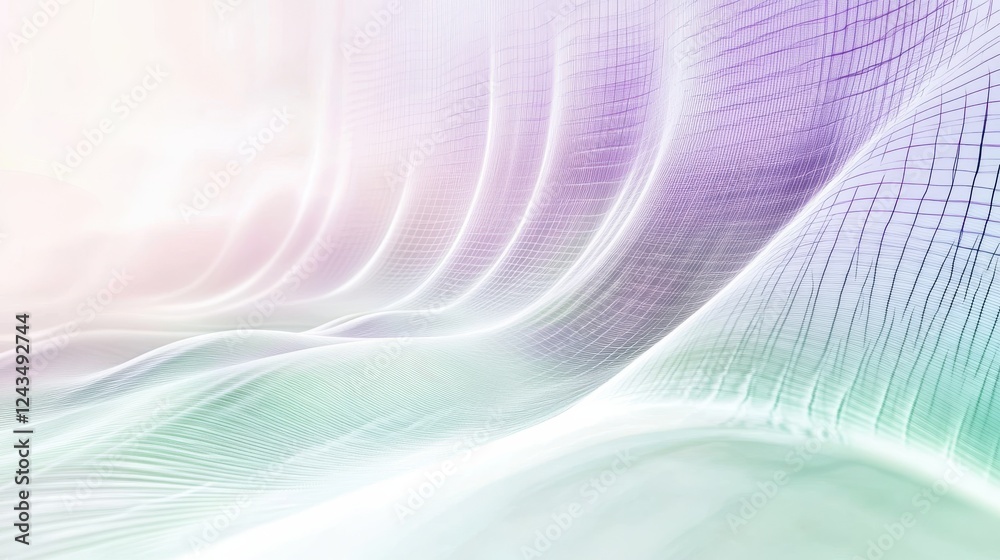 Poster elegant pastel lavender and mint grid lines create a serene visual experience of flowing textures an