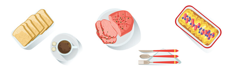 Festive Meal and Dish Cooking and Culinary Vector Set