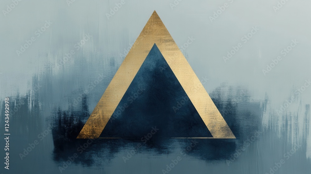 Poster Elegant minimalist design features a striking metallic triangle set against a soft textured background creating a modern aesthetic