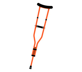Hand drawn cute cartoon illustration of underarm crutches. Flat vector disability device doodle. Health care treatment sticker, icon. Rehabilitation hospital cane. Diversity or inclusion. Isolated.
