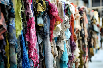 Fototapeta premium Creative fabric recycling process transforming old materials