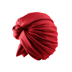 Crimson Red Fabric Turban, Draped Silk Head Wrap, Elegant Headscarf