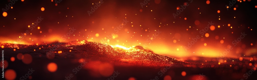 Aufkleber glowing bokeh lights create a warm atmosphere with bold orange and dark red tones evoking passion an