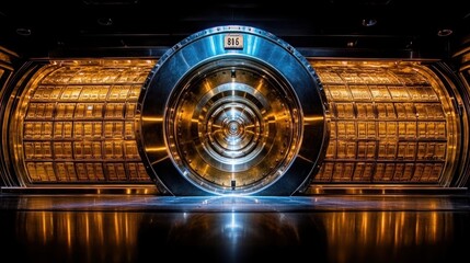 Obraz premium High-tech vault, glowing interior, futuristic security