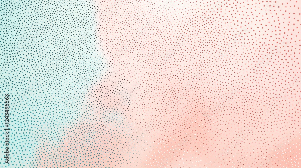 Poster abstract patterns create a soft pastel aesthetic with tiny dotted designs in pink and blue tones