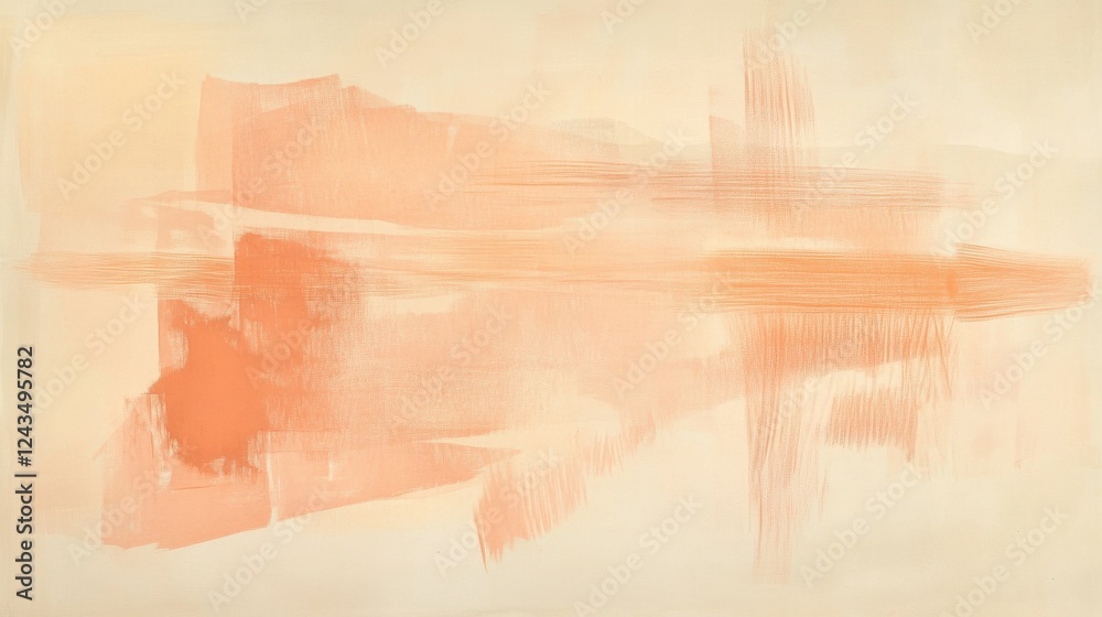 Poster Abstract pencil strokes in muted peach convey tranquility and creativity through soft and flowing lines
