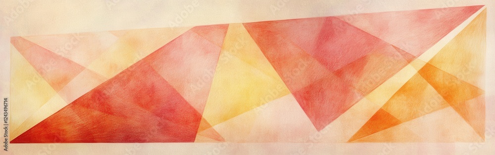 Aufkleber Abstract pencil strokes create a dynamic composition with warm tones and geometric shapes reflecting a sense of movement and energy
