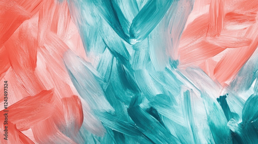 Poster abstract pencil strokes create a vibrant background with coral and teal hues for artistic expression