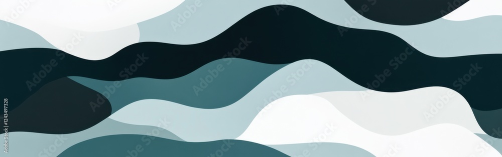 Aufkleber stunning abstract pattern features fluid shapes in a monochrome teal palette with varying shades and