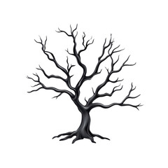 Stylized Bare Tree Silhouette Dark, Gothic, Winter, Halloween Design Element