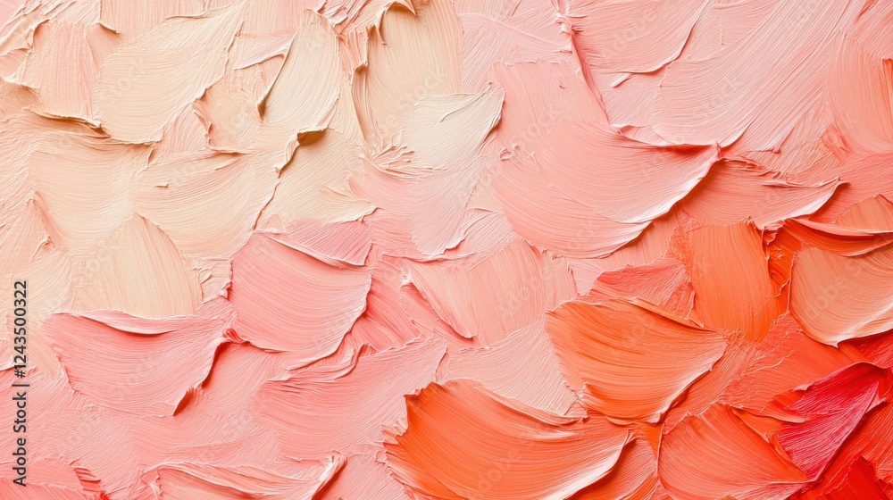 Poster Textured gradient background in soft peach and coral shades with layered paint application for artistic purposes