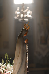 the statue of the Virgin Maria in the church 