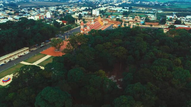 Aerial View Of Holy See of Cao Dai, Cao Dai Temple, Tay Ninh, Vietnam Travel.
Soar above the iconic temple complex, marveling at its unique blend of architectural styles and vibrant colors. 